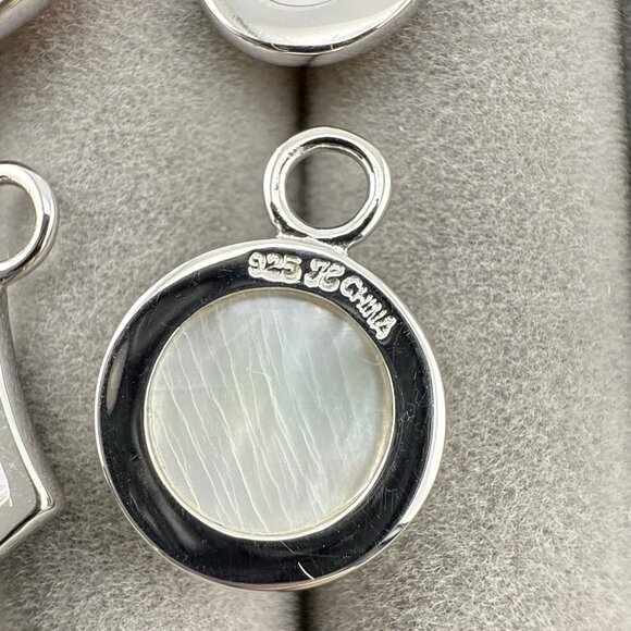 Honora Pearl Earrings Interchangeable 4 Charms Heart Sterling Silver Dangle Drop - Picture 6 of 9